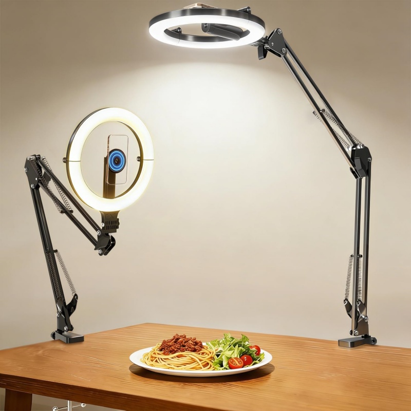 Photography Lighting Overhead - حامل هاتف مغناطيسي علوي مع إضاءة