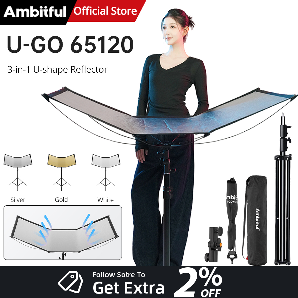 AMBITFUL 3in1 U-نوع ضوء الناشر - مراجعة Photography Lighting Types وسعره