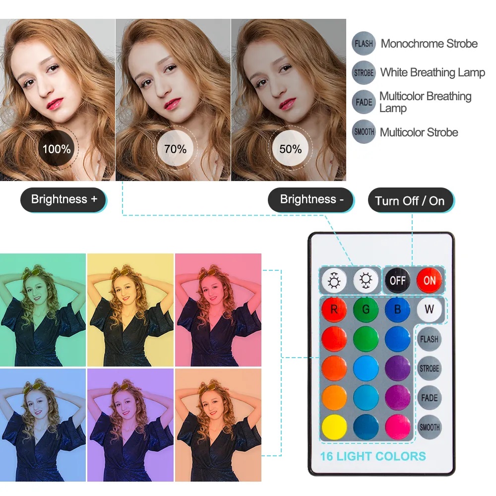ضوء حلقي RGB مقاس 10 بوصات مع  - مراجعة Photography Lighting Overhead وسعره