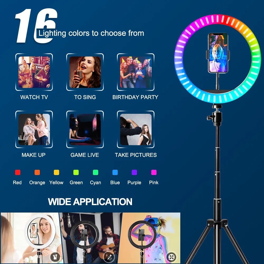 ضوء حلقي RGB مقاس 10 بوصات مع  - مراجعة Photography Lighting Overhead وسعره
